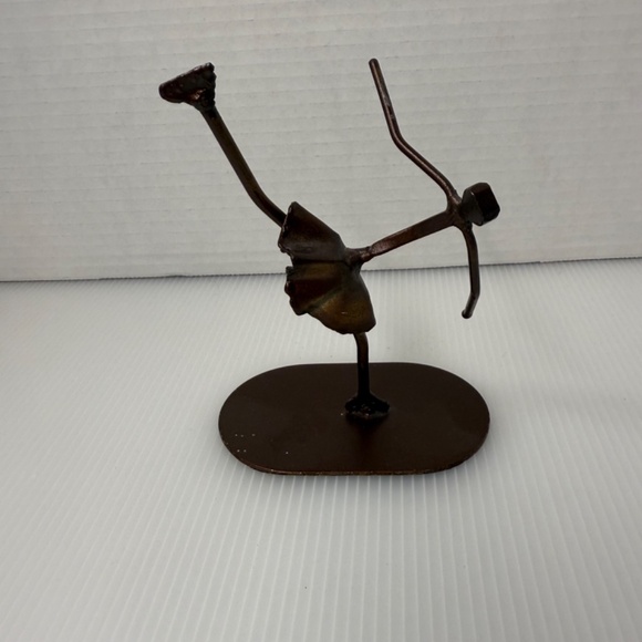 Handmade Welded Metal Figure Skater Sculpture Folk Art 6” Unique - Picture 4 of 8